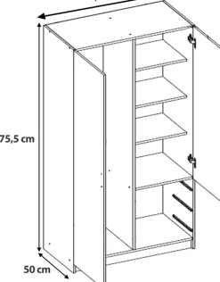 Meble Młodzieżowe|Szafy Dwudrzwiowe></noscript>INTER MEBLE Szafa dwudrzwiowa do sypialni GENTIO dąb sonoma