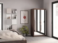 Meble Dla Dzieci></noscript>Lempert Szafa dwudrzwiowa modułowa z półkami i lustrem 90 cm KUBA dąb lefkas