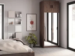 Meble Dla Dzieci></noscript>Lempert Szafa dwudrzwiowa modułowa z półkami i lustrem 90 cm KUBA dąb lefkas