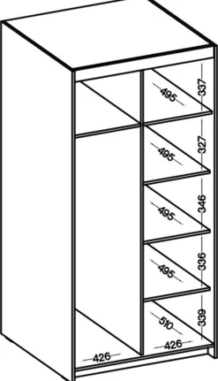 Meble Dla Dzieci></noscript>Lempert Szafa dwudrzwiowa modułowa z półkami i lustrem 90 cm KUBA dąb lefkas
