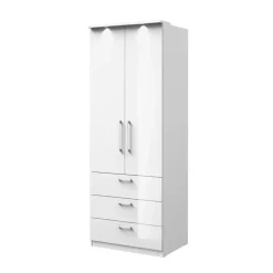 Szafy Dwudrzwiowe|Szafy Młodzieżowe>Helvetia Szafa dwudrzwiowa z szufladami SIERRA połysk biały
