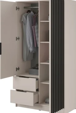 Meble Młodzieżowe|Zestawy Mebli Do Przedpokoju>PIASKI Szafa owa z lustrem i szufladami 105 cm KELLY kaszmir