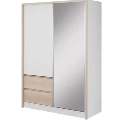 Szafy Z Lustrem|Szafy Przesuwne>PIASKI Szafa lustrem biały dąb sonoma MALTA