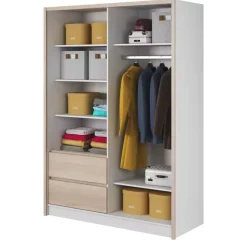 Szafy Z Lustrem|Szafy Przesuwne>PIASKI Szafa lustrem biały dąb sonoma MALTA