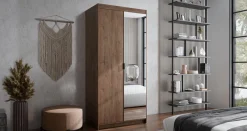 Zestawy Mebli Do Przedpokoju|Szafy Dwudrzwiowe></noscript>Lempert Szafa modułowa uchylna z lustrem 90 cm dwudrzwiowa KUBA dąb lefkas