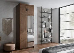 Zestawy Mebli Do Przedpokoju|Szafy Dwudrzwiowe></noscript>Lempert Szafa modułowa uchylna z lustrem 90 cm dwudrzwiowa KUBA dąb lefkas