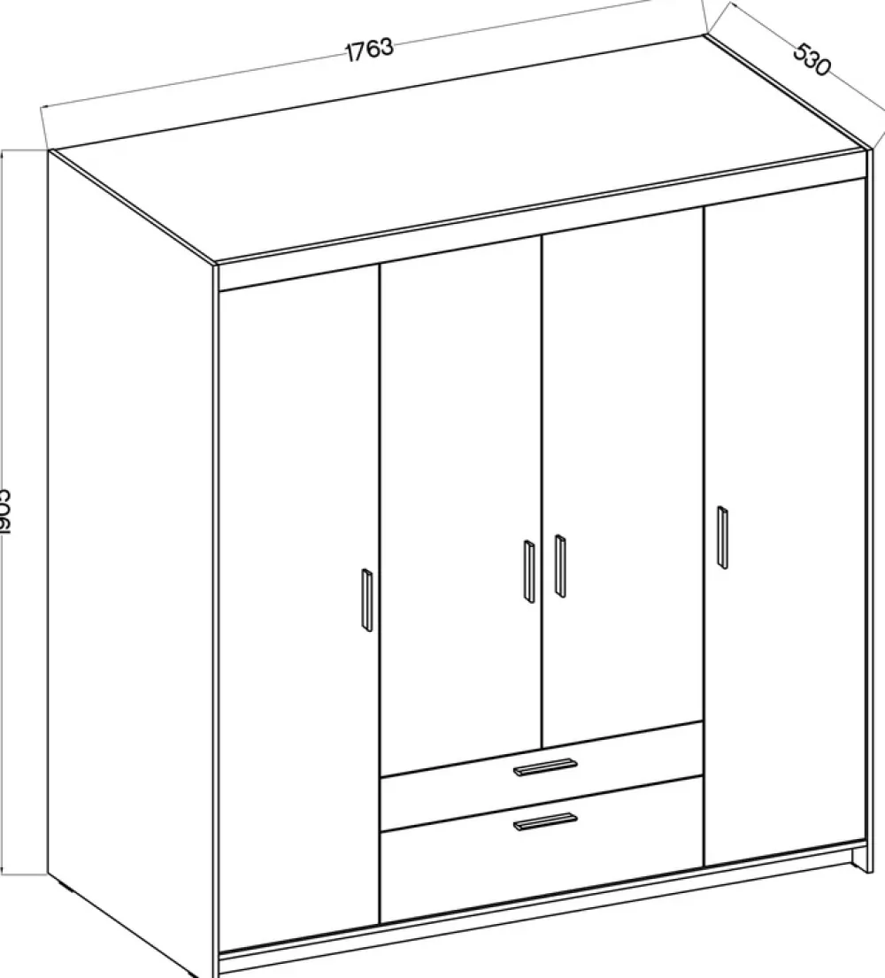 Zestawy Mebli Do Przedpokoju|Szafy Modułowe>Lempert Szafa modułowa z lustrem i szufladami do sypialni 176 cm KUBA dąb lefkas