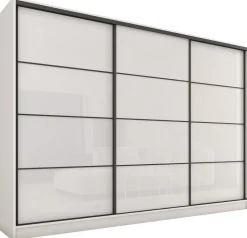 Zestawy Mebli Do Przedpokoju|Szafy Trzydrzwiowe>BROMARKT Szafa na wysoki połysk 250 cm LOFT biały połysk