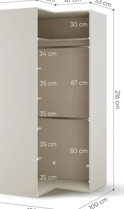 Garderoby|Meble Młodzieżowe></noscript>lenart. Szafa narożna 101 cm do pokoju młodzieżowego z drążkami WOOW