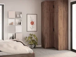 Meble Dla Dzieci></noscript>Lempert Szafa narożna modułowa dwudrzwiowa z półkami i drążkiem 98x98 cm KUBA dąb lefkas