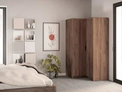 Zestawy Mebli Do Przedpokoju|Szafy Modułowe></noscript>Lempert Szafa narożna modułowa dwudrzwiowa z półkami i drążkiem 98x98 cm KUBA dąb lefkas