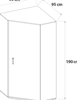 Meble Dla Dzieci|Meble Młodzieżowe></noscript>MEBLAR Szafa narożna z drążkami na wieszaki 95 cm SEVAS dąb artisan