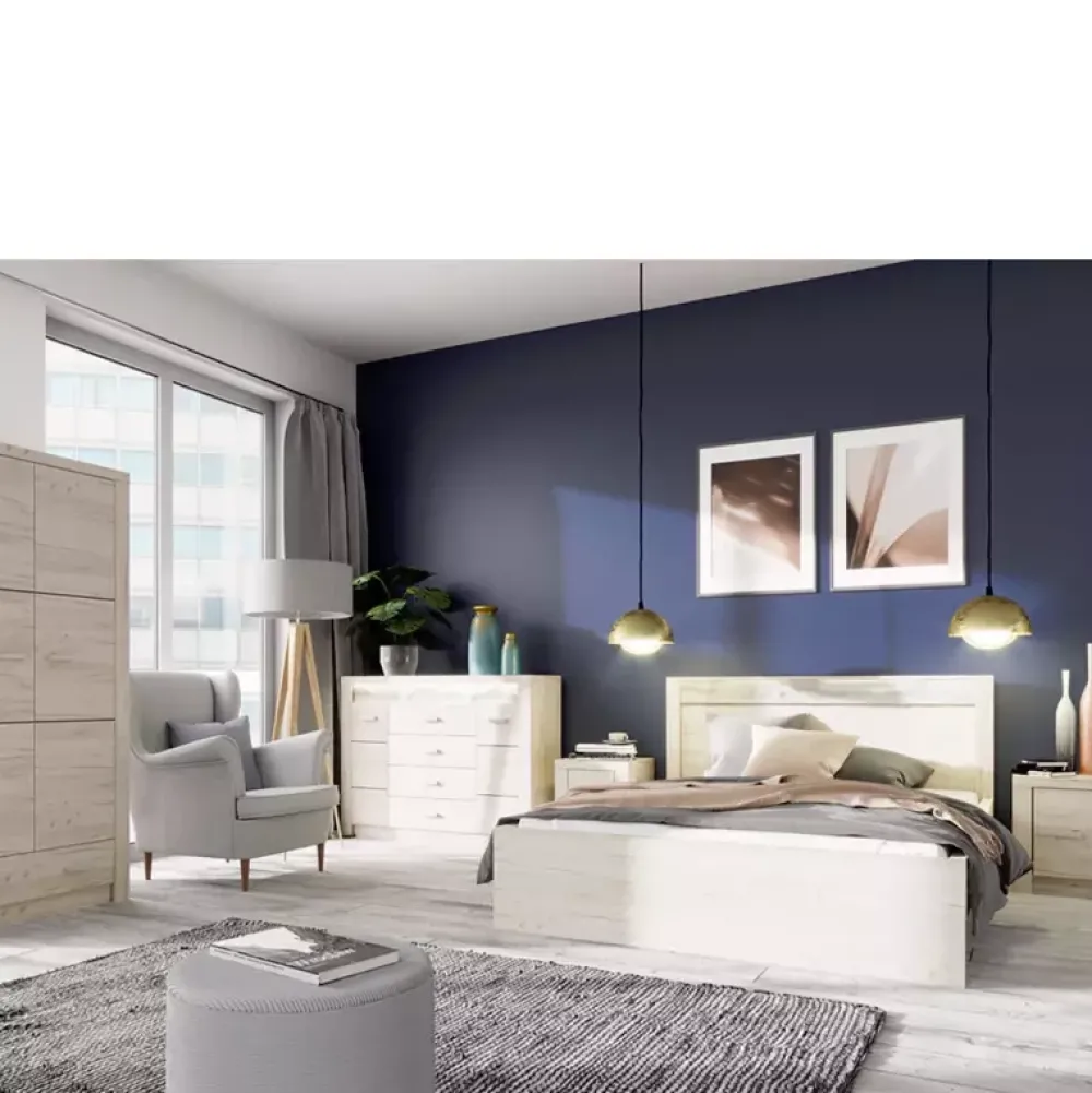 Zestawy Mebli Do Sypialni|Szafy Dwudrzwiowe>JARSTOL Szafa narożna z drążkiem na wieszaki półki INELI