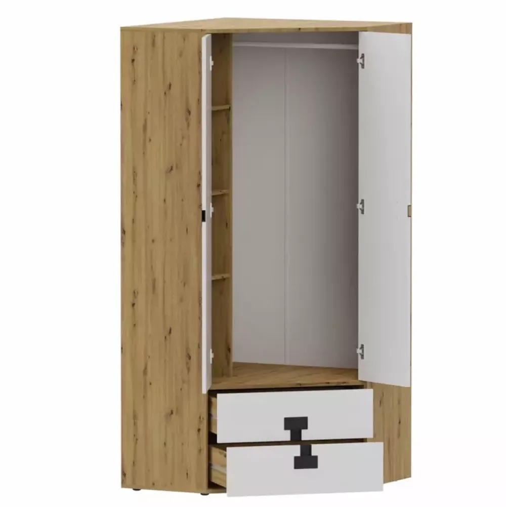 Meble Dla Dzieci|Zestawy Mebli Młodzieżowych>DOMEL Szafa narożna z szufladami Dąb Artisan INDEX