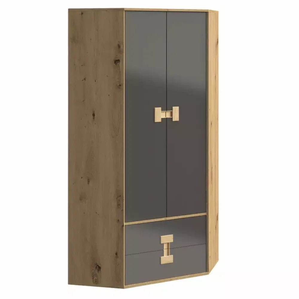 Meble Dla Dzieci|Zestawy Mebli Młodzieżowych>DOMEL Szafa narożna z szufladami Dąb Artisan INDEX