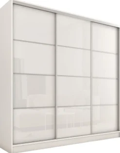 Zestawy Mebli Do Przedpokoju|Szafy Trzydrzwiowe>BROMARKT Szafa przesuwna 200 cm biała połysk TOP biały połysk