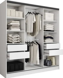 Zestawy Mebli Do Przedpokoju|Szafy Do Przedpokoju>BROMARKT Szafa przesuwna 180 cm biała połysk LOFT biały połysk