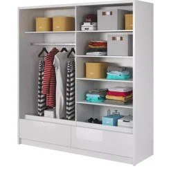 Szafy Dwudrzwiowe|Szafy Z Lustrem>PIASKI Szafa przesuwna 200 cm biała połysk ARIEL