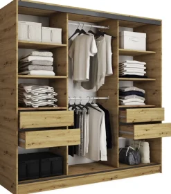 Zestawy Mebli Do Przedpokoju|Szafy Trzydrzwiowe>BROMARKT Szafa przesuwna 200 cm LOFT dąb artisan