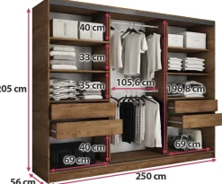 Zestawy Mebli Do Przedpokoju|Szafy Trzydrzwiowe></noscript>BROMARKT Szafa przesuwna 250 cm LOFT dąb lefkas
