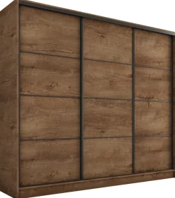 Zestawy Mebli Do Przedpokoju|Szafy Trzydrzwiowe>BROMARKT Szafa przesuwna 200 cm LOFT dąb lefkas