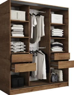 Zestawy Mebli Do Przedpokoju|Szafy Trzydrzwiowe>BROMARKT Szafa przesuwna 150 cm LOFT dąb lefkas