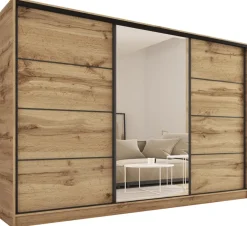 Zestawy Mebli Do Przedpokoju|Szafy Trzydrzwiowe>BROMARKT Szafa przesuwna 280 cm LOFT dąb wotan