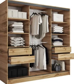 Zestawy Mebli Do Przedpokoju|Szafy Trzydrzwiowe>BROMARKT Szafa przesuwna 200 cm LOFT dąb wotan