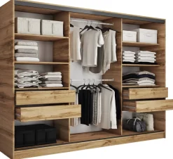 Zestawy Mebli Do Przedpokoju|Szafy Trzydrzwiowe>BROMARKT Szafa przesuwna 280 cm LOFT dąb wotan