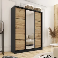 Zestawy Mebli Do Przedpokoju|Szafy Trzydrzwiowe></noscript>BROMARKT Szafa przesuwna 150 cm dąb wotan LOFT