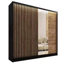 Szafy Trzydrzwiowe|Szafy Do Przedpokoju>BROMARKT Szafa przesuwna 200 cm do sypialni z lustrem LAMEL 3D