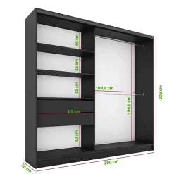 Szafy Trzydrzwiowe|Szafy Do Przedpokoju></noscript>BROMARKT Szafa przesuwna 200 cm do sypialni z lustrem LAMEL 3D