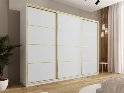 Zestawy Mebli Do Przedpokoju|Szafy Trzydrzwiowe></noscript>BROMARKT Szafa przesuwna 280 cm GOLD NEW biała do sypialni biały