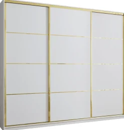 Zestawy Mebli Do Przedpokoju|Szafy Trzydrzwiowe>BROMARKT Szafa przesuwna 280 cm GOLD NEW MAX biały