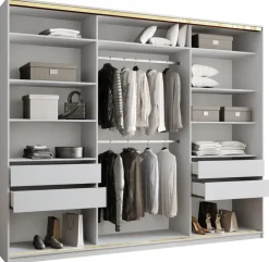 Zestawy Mebli Do Przedpokoju|Szafy Trzydrzwiowe>BROMARKT Szafa przesuwna 280 cm GOLD NEW MAX biały