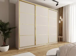 Zestawy Mebli Do Przedpokoju|Szafy Trzydrzwiowe></noscript>BROMARKT Szafa przesuwna 280 cm GOLD NEW MAX beż piaskowy