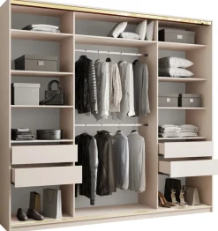 Zestawy Mebli Do Przedpokoju|Szafy Trzydrzwiowe>BROMARKT Szafa przesuwna 250 cm GOLD NEW MAX beż piaskowy