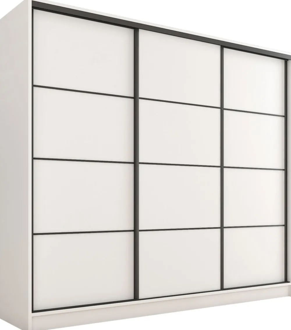 Zestawy Mebli Do Przedpokoju|Szafy Trzydrzwiowe>BROMARKT Szafa przesuwna 200 cm LOFT biały