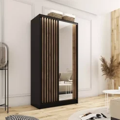 Szafy Trzydrzwiowe|Szafy Do Przedpokoju></noscript>BROMARKT Szafa przesuwna 100 cm z lustrem LAMEL 3D