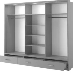 Zestawy Mebli Do Sypialni|Zestawy Mebli Do Przedpokoju>lenart. Szafa przesuwna 250 cm z lustrem szuflady półki drążki ARTI szary