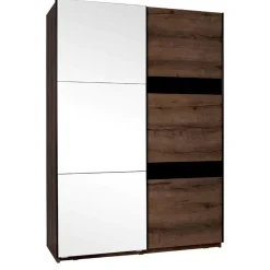 Zestawy Mebli Do Sypialni|Zestawy Mebli Młodzieżowych>GiB Meble Szafa przesuwna 150 cm z lustrem dąb monastery/czarny połysk DENIS