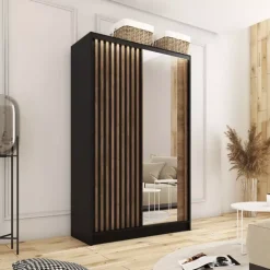 Zestawy Mebli Do Przedpokoju|Szafy Trzydrzwiowe></noscript>BROMARKT Szafa przesuwna 120 cm z lustrem LAMEL 3D