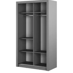 Zestawy Mebli Do Sypialni|Szafy Dwudrzwiowe>lenart. Szafa przesuwna 120 cm z lustrem szara półki drążki ARTI szary