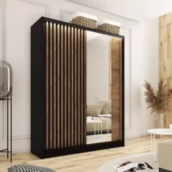 Zestawy Mebli Do Przedpokoju|Szafy Trzydrzwiowe></noscript>BROMARKT Szafa przesuwna 150 cm z lustrem LAMEL 3D