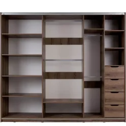 Zestawy Mebli Do Sypialni|Zestawy Mebli Młodzieżowych>GiB Meble Szafa przesuwna 250 cm z lustrem dąb monastery/czarny połysk DENIS