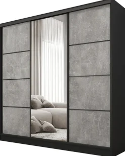 Zestawy Mebli Do Przedpokoju|Szafy Trzydrzwiowe>BROMARKT Szafa przesuwna 180 cm z lustrem do sypialni BEST nowoczesna