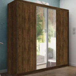 Szafy Dwudrzwiowe|Szafy Z Lustrem>KIER Szafa przesuwna 200 cm z lustrem TARO jesion ciemny dąb jesion ciemny