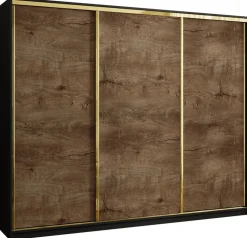 Szafy Trzydrzwiowe|Szafy Przesuwne>BROMARKT Szafa przesuwna 250 cm z półkami w stylu glamour GOLD NEW