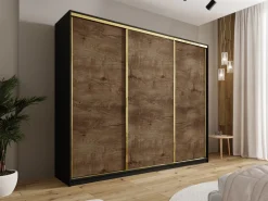 Szafy Trzydrzwiowe|Szafy Przesuwne></noscript>BROMARKT Szafa przesuwna 250 cm z półkami w stylu glamour GOLD NEW