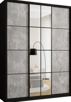 Szafy Trzydrzwiowe|Szafy Do Przedpokoju>BROMARKT Szafa przesuwna 180 cm z półkami i drążkami EDGE MAX beton